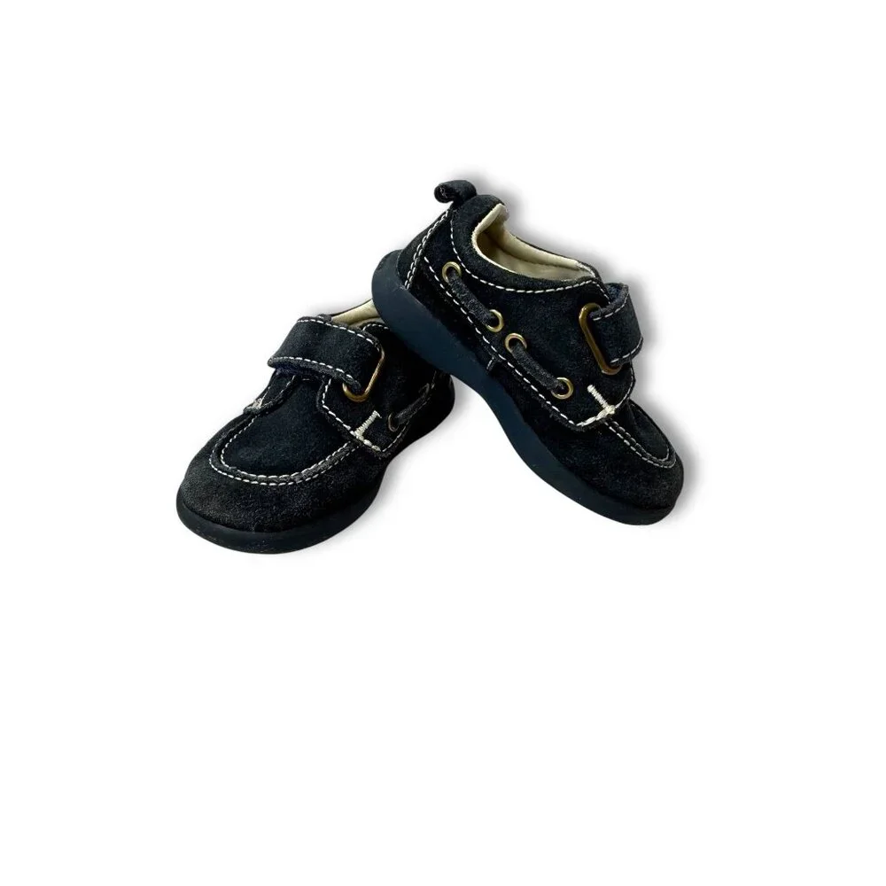BabyGap Infant Boat Shoes Size 5 Blue Suede Hook Loop Strap